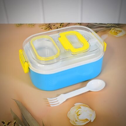 Durable Plastic Lunch box for children With in Spoon, Fork (1 Pc)