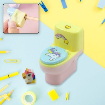 Fun Functional Toilet with Eraser Practical Stationery Set for Children and Adults (2 Pc Set)