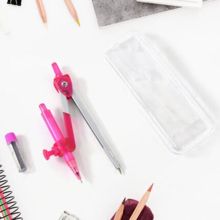 Student Geometry Compass Set (4-in-1) Compact Math Tool Kit for Drawing, Measuring School Use