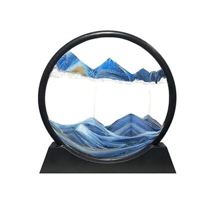 3D Moving Sand Art Picture Liquid Motion Decor Relaxing Sandscape for Home Office Round Glass Frame (1 Pc)