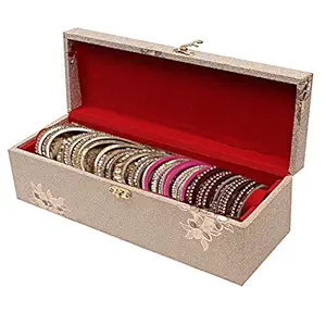 Velvet Bangle Box for Women Jewellery Storage Organizer with Compartments | Bridal Bangle Case for Wedding & Travel | Traditional Indian Bangle Holder Box(single rod )