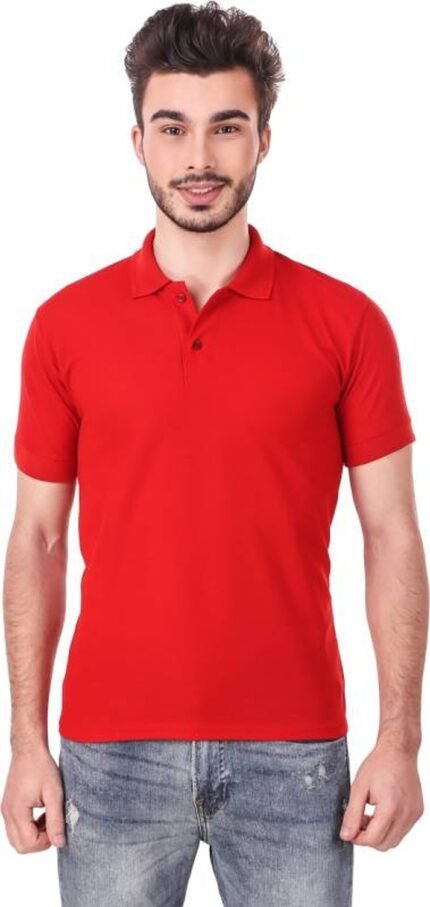 Men's Polo Neck Short Sleeve Casual Tshirt Red color (Pack of 1)